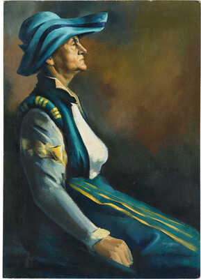 Трошин Николай Степанович. Женский портрет в голубой шляпе 